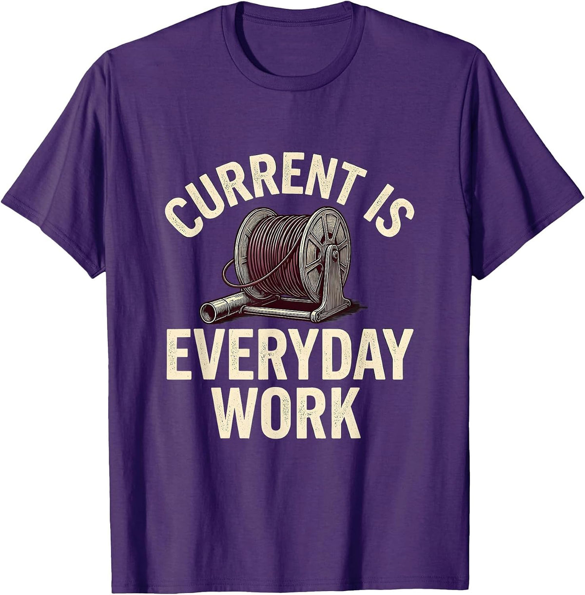 Current Is Everyday Work Funny Electrician Skeleton Trade T-Shirt - Purple