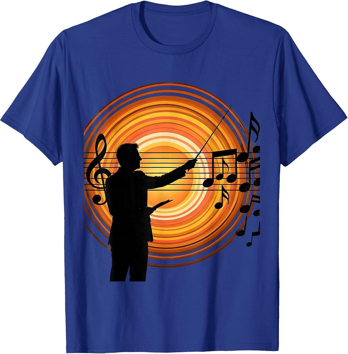 Music Teacher Chalkboard Staff Lines Illustration T-Shirt - Royal Blue