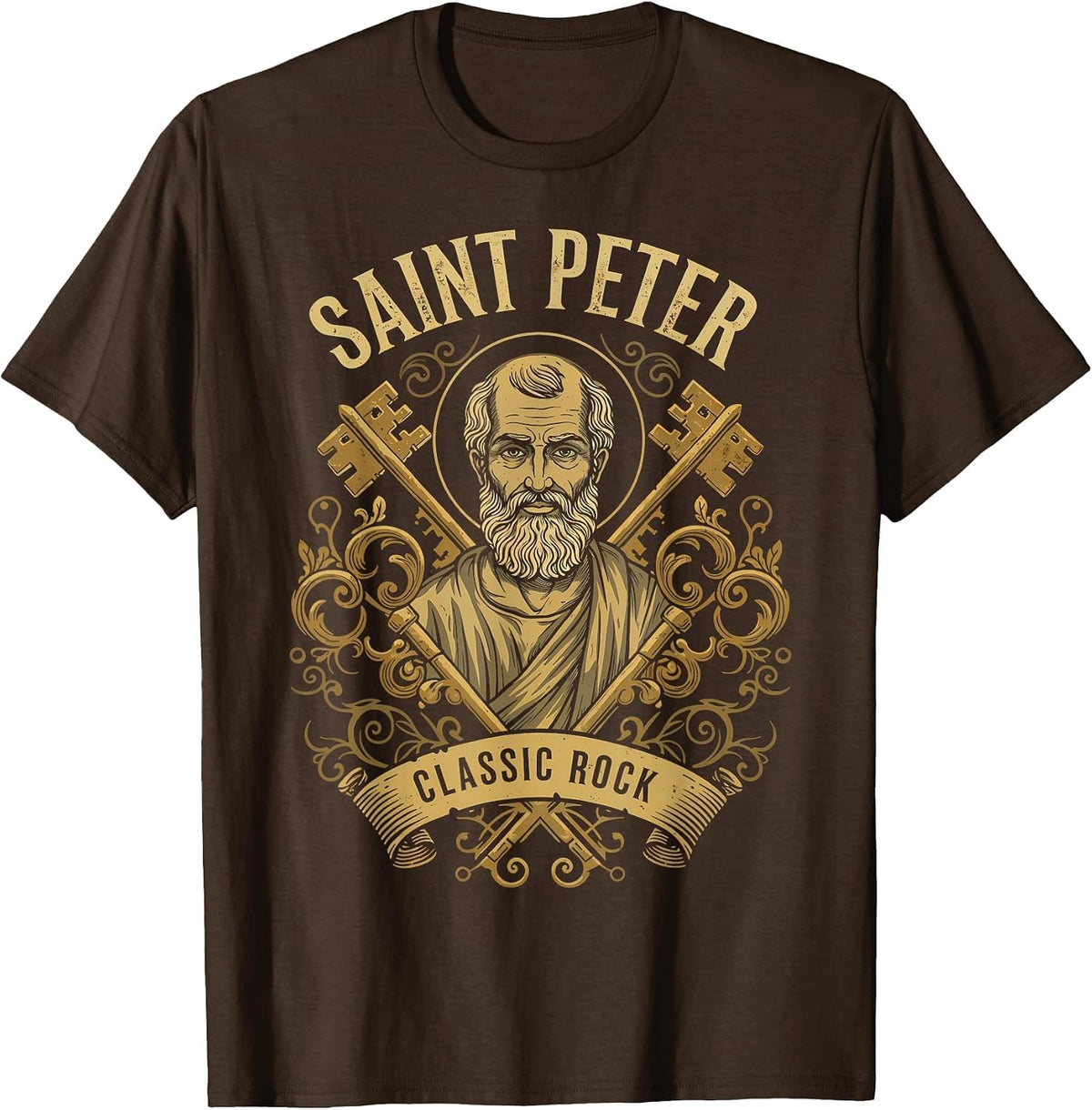 Saint Peter Classic Rock Pun St Peter Apostle Catholic T-Shirt - Brown
