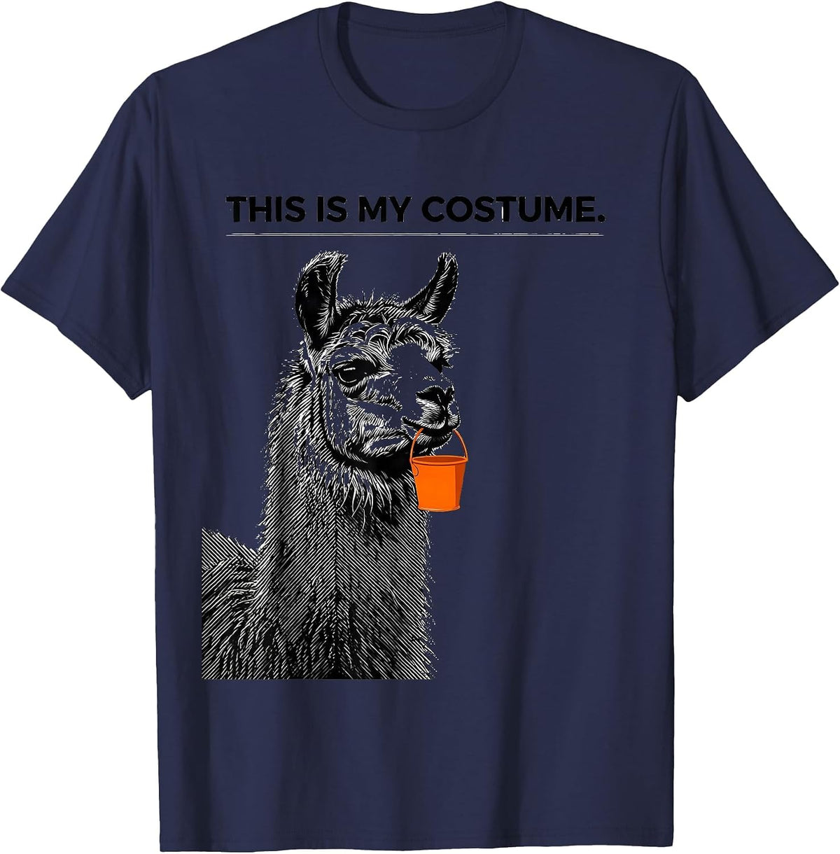 Men's This Is My Costume Funny Llama Halloween Animal Lover T-Shirt - Navy Blue