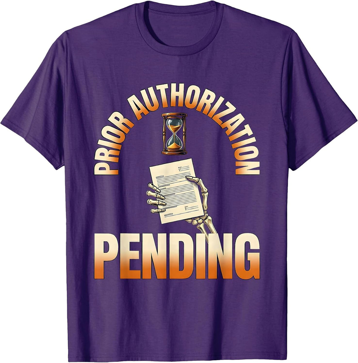 Men's Prior Authorization Pending Funny Pharmacy Tech Skeleton T-Shirt - Purple