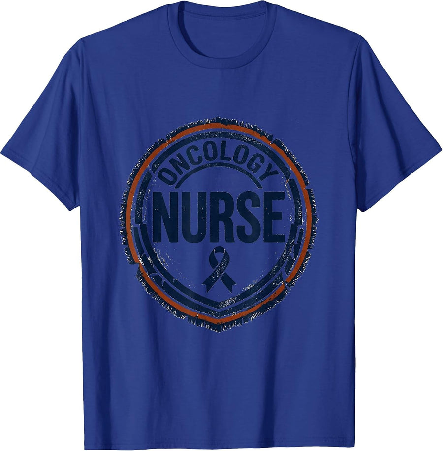 Oncology Nurse Rubber Stamp Healthcare Professional Gift T-Shirt - Royal Blue