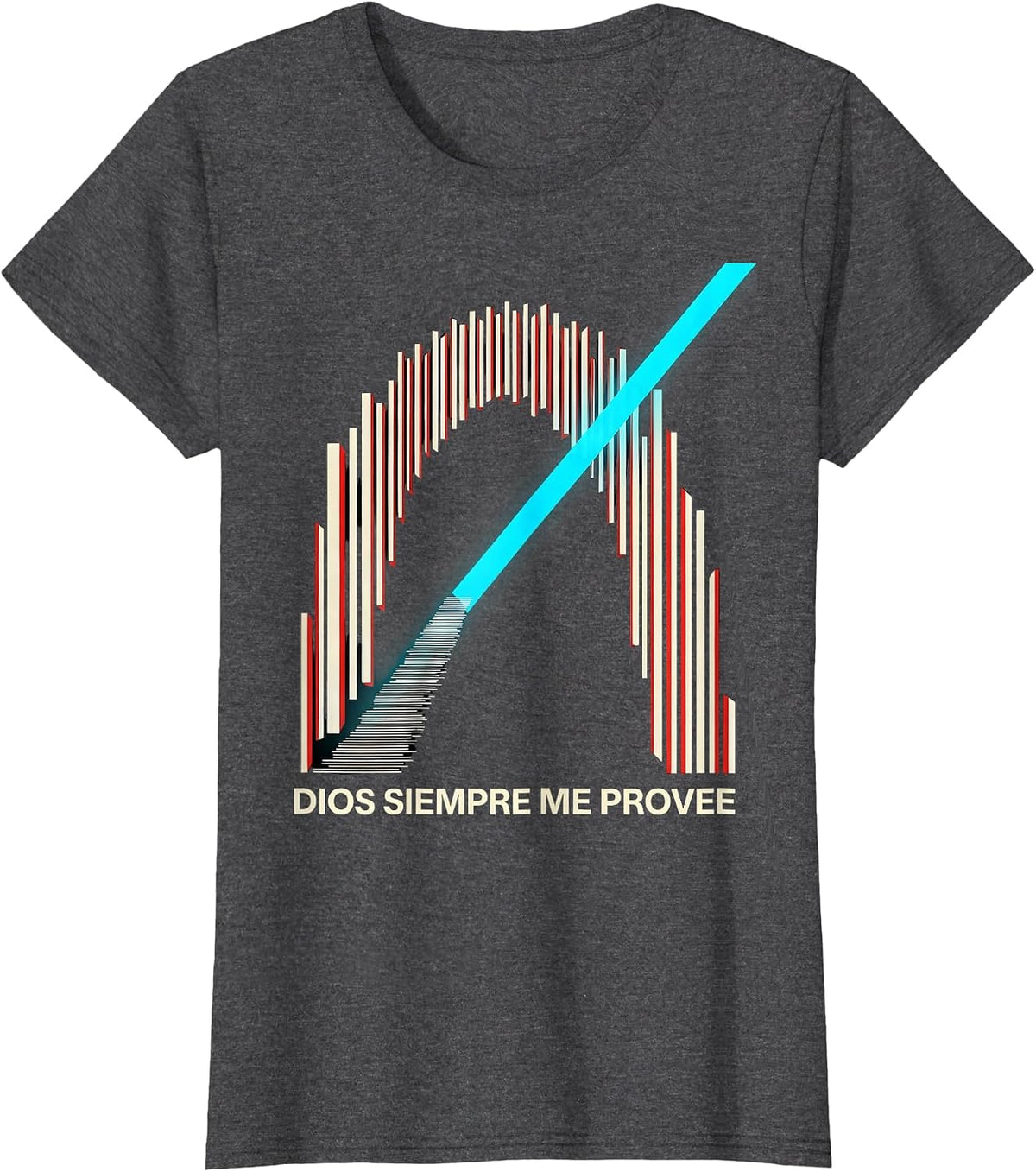 Women's Dios Siempre Me Provee New Wave Spanish Christian Faith T-Shirt - Dark Heather Grey