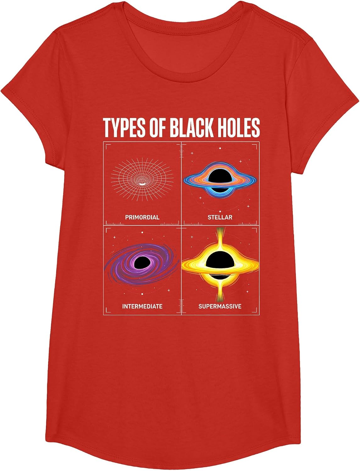 Types of Black Holes T-Shirt - Girls Red