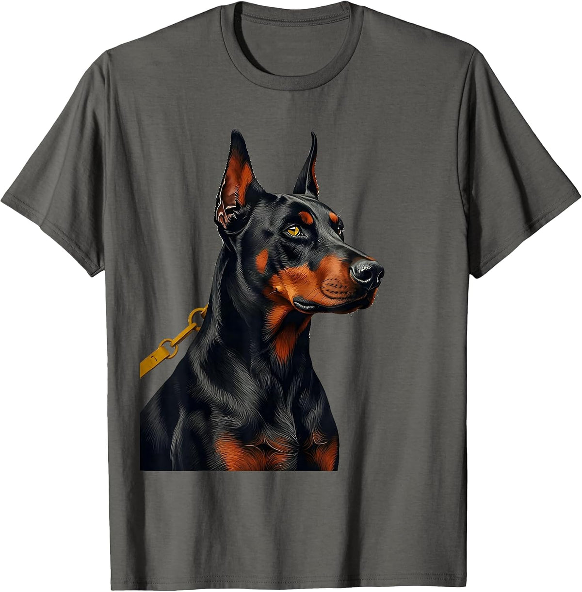 Doberman Silhouette Midcentury Modern Dobie Mom Dad T-Shirt - Asphalt Grey