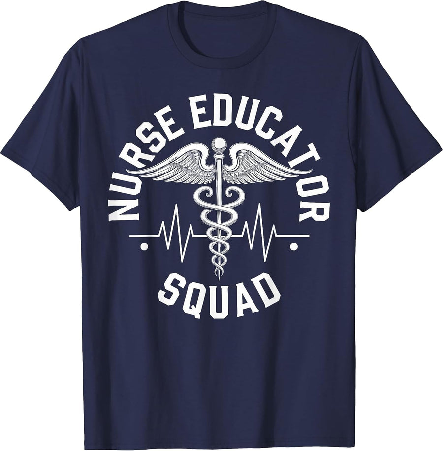 Funny Nurse Educator Squad T-Shirt - Navy Blue