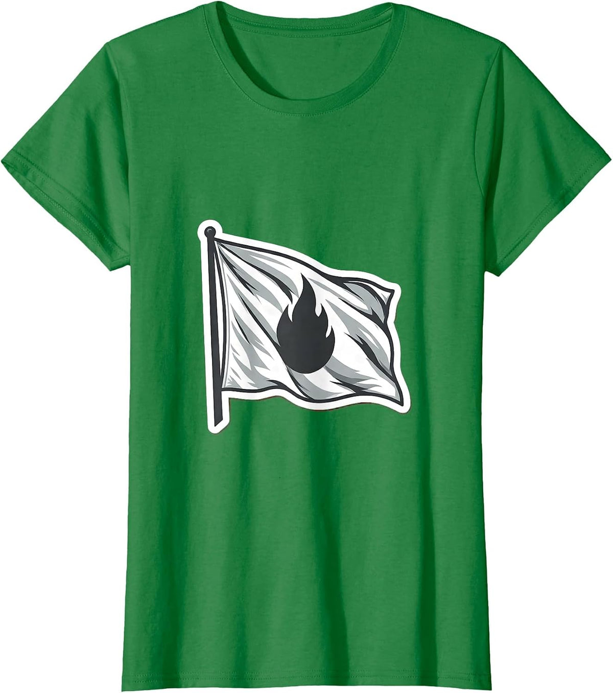 Women's White Lie Hidden Flame Surrender Flag Graphic T-Shirt - Kelly Green