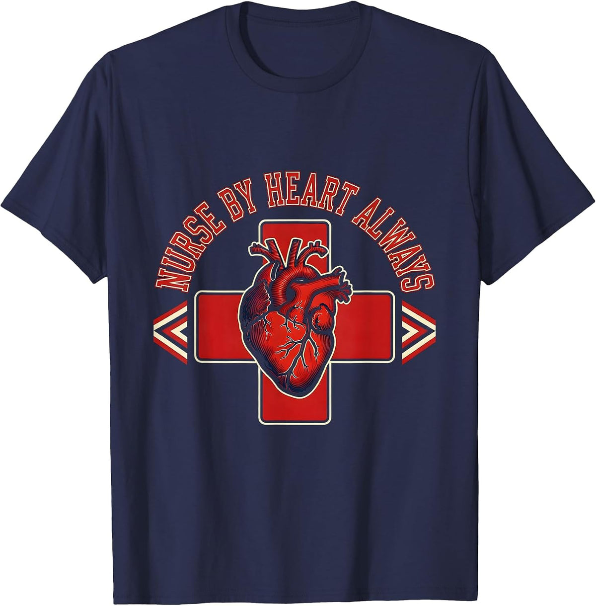 Men's Nurse By Heart Always School Nurse Design T-Shirt - Navy Blue