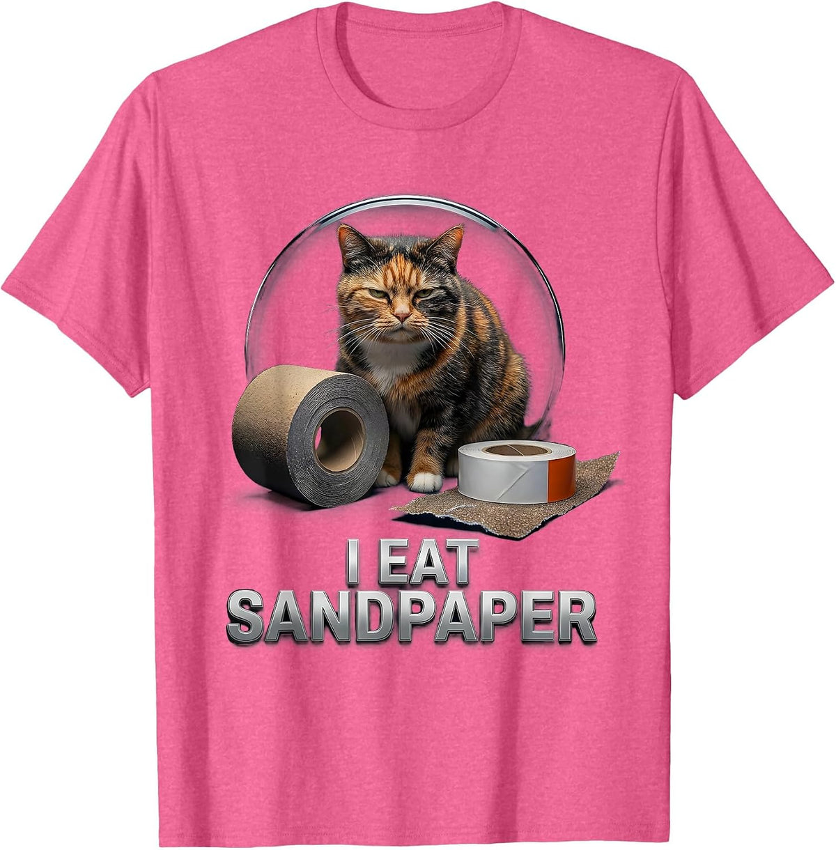 I Eat Sandpaper Funny Cat Meme Bootleg Graphic Gen-Z T-Shirt - Pink Heather