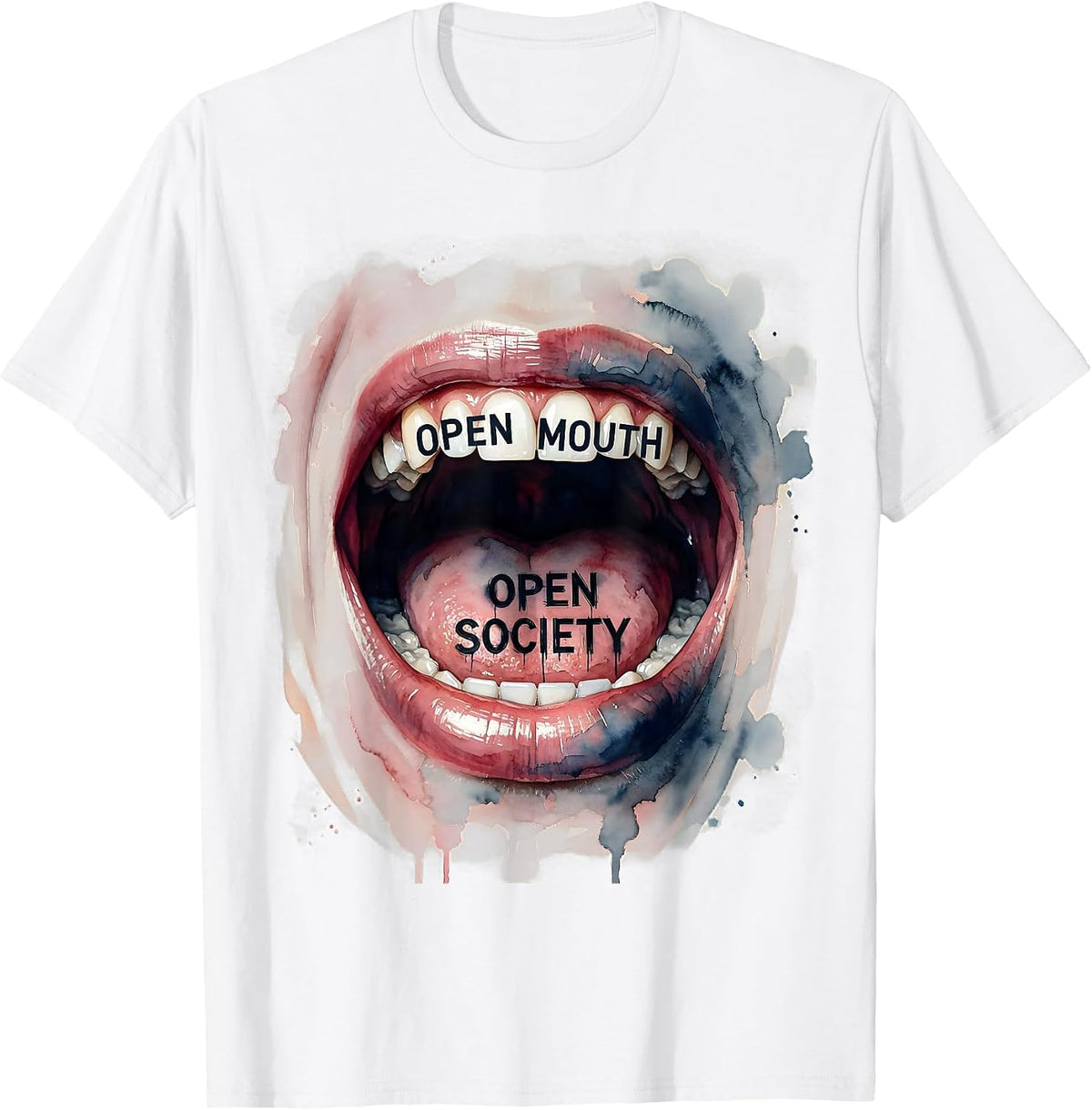 Men's Open Mouth Open Society Free Speech Design T-Shirt - White