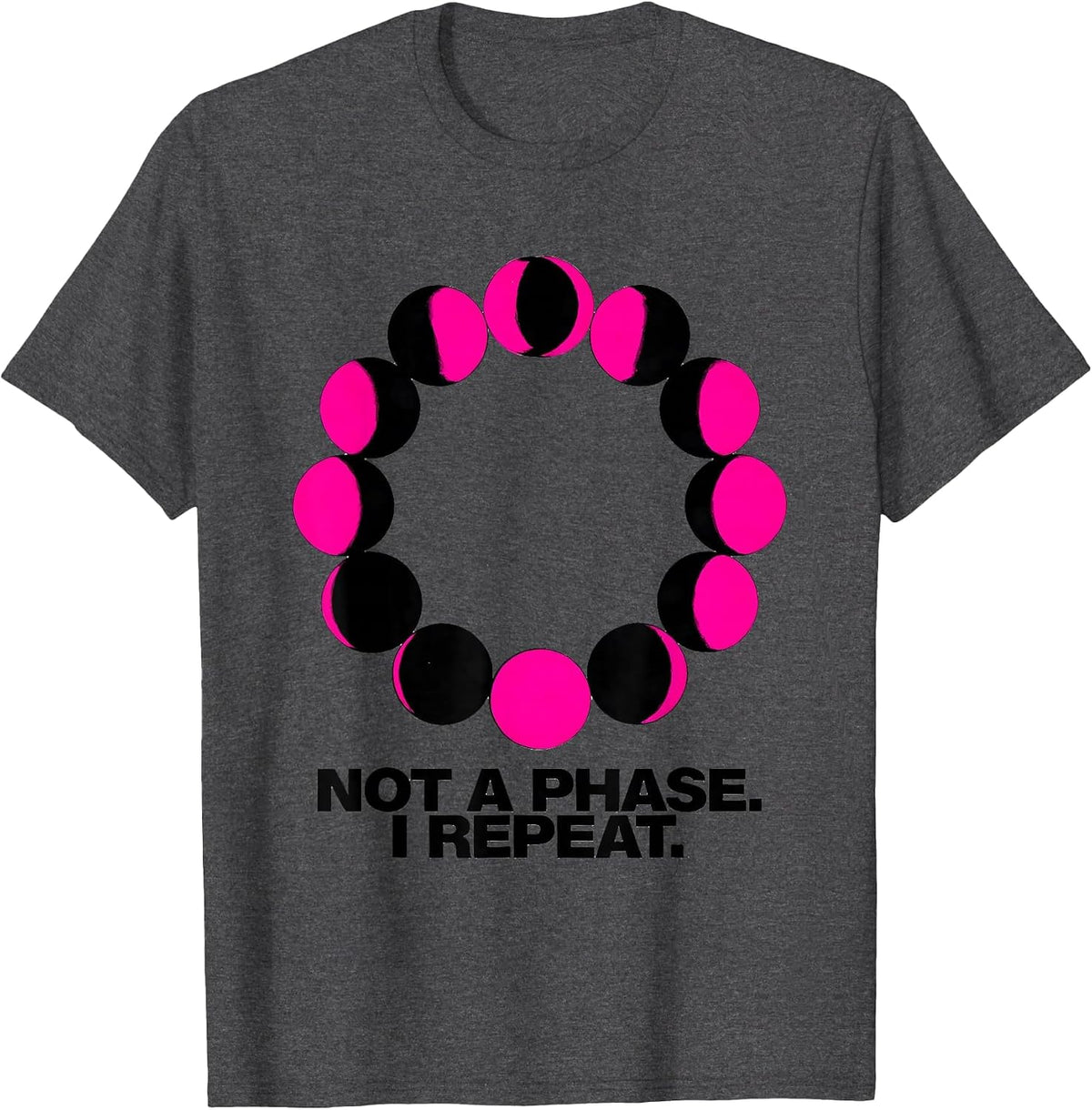 Men's Not A Phase I Repeat New Wave Astronomy Moon Phase Gift T-Shirt - Dark Heather Grey