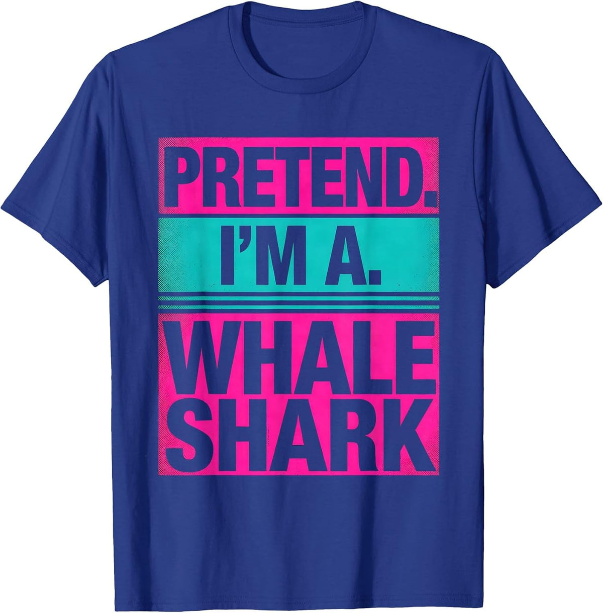 Pretend I'm A Whale Shark Risograph Lazy Halloween Costume T-Shirt - Royal Blue