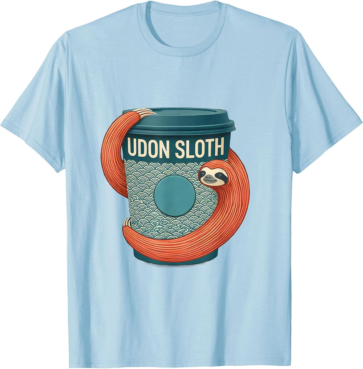 Men's Udon Sloth Midcentury Modern Japanese Pop Culture Sloth T-Shirt - Baby Blue