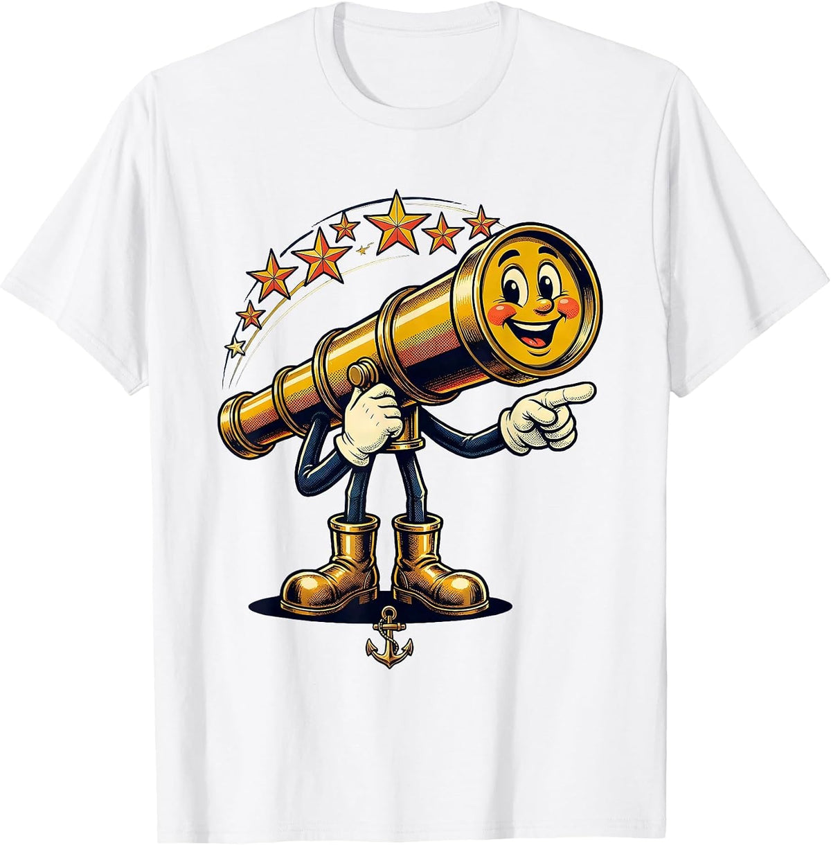 Men's Old Telescope Starry Horizon Navy Graphic T-Shirt - White