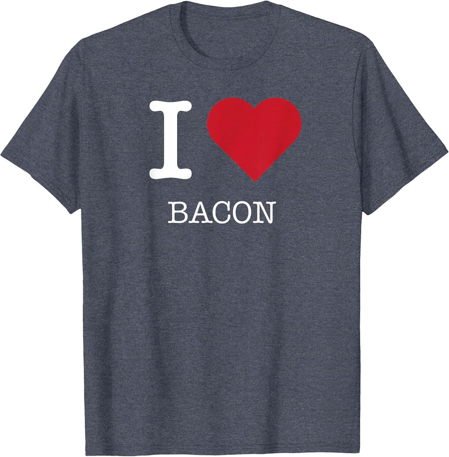 I Heart Bacon, I Love Bacon T-Shirt, Men, Heather Blue, Small - As Pictured