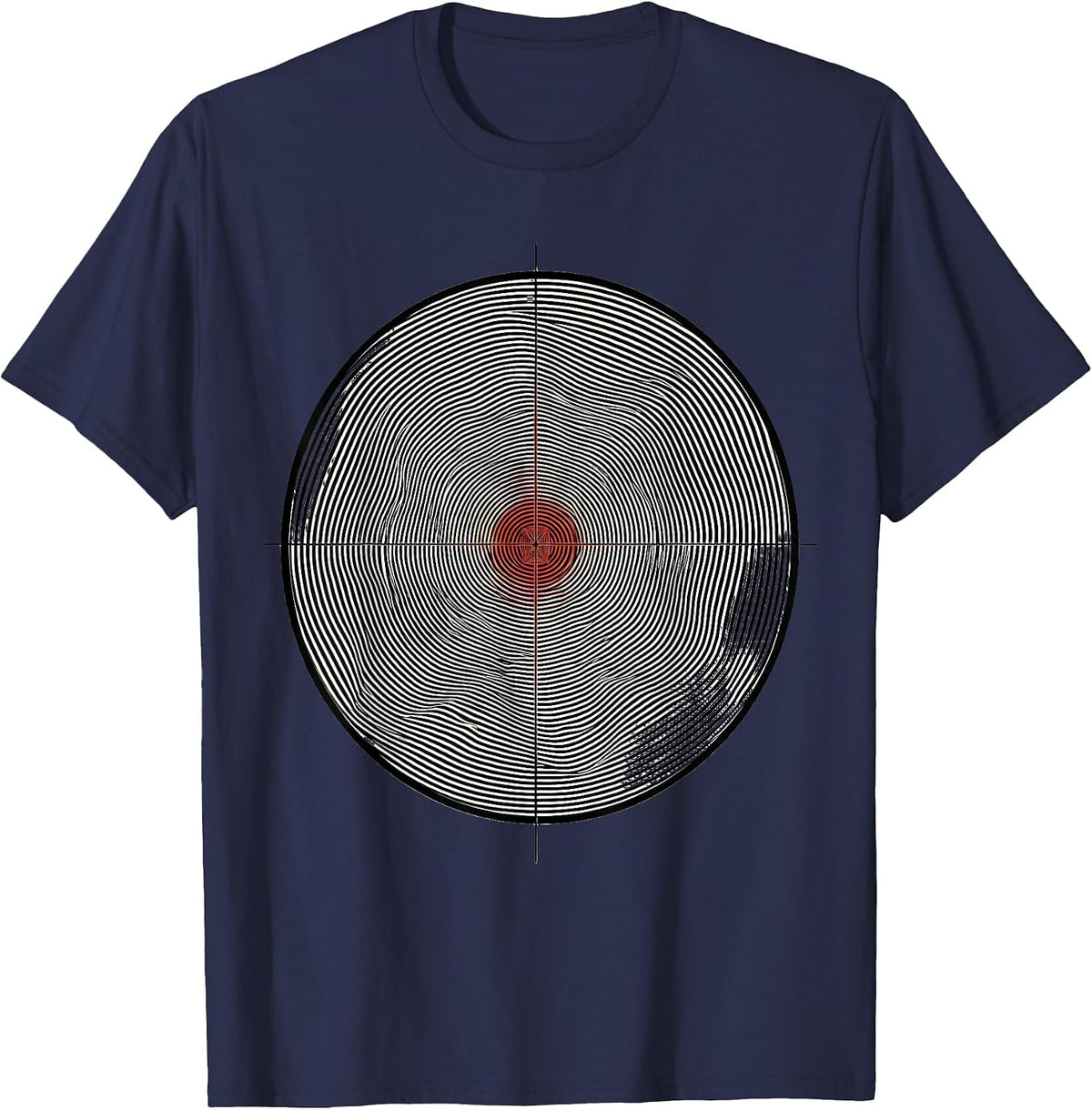 Moiré Target Op Art Shooting Range Humor T-Shirt - Navy Blue