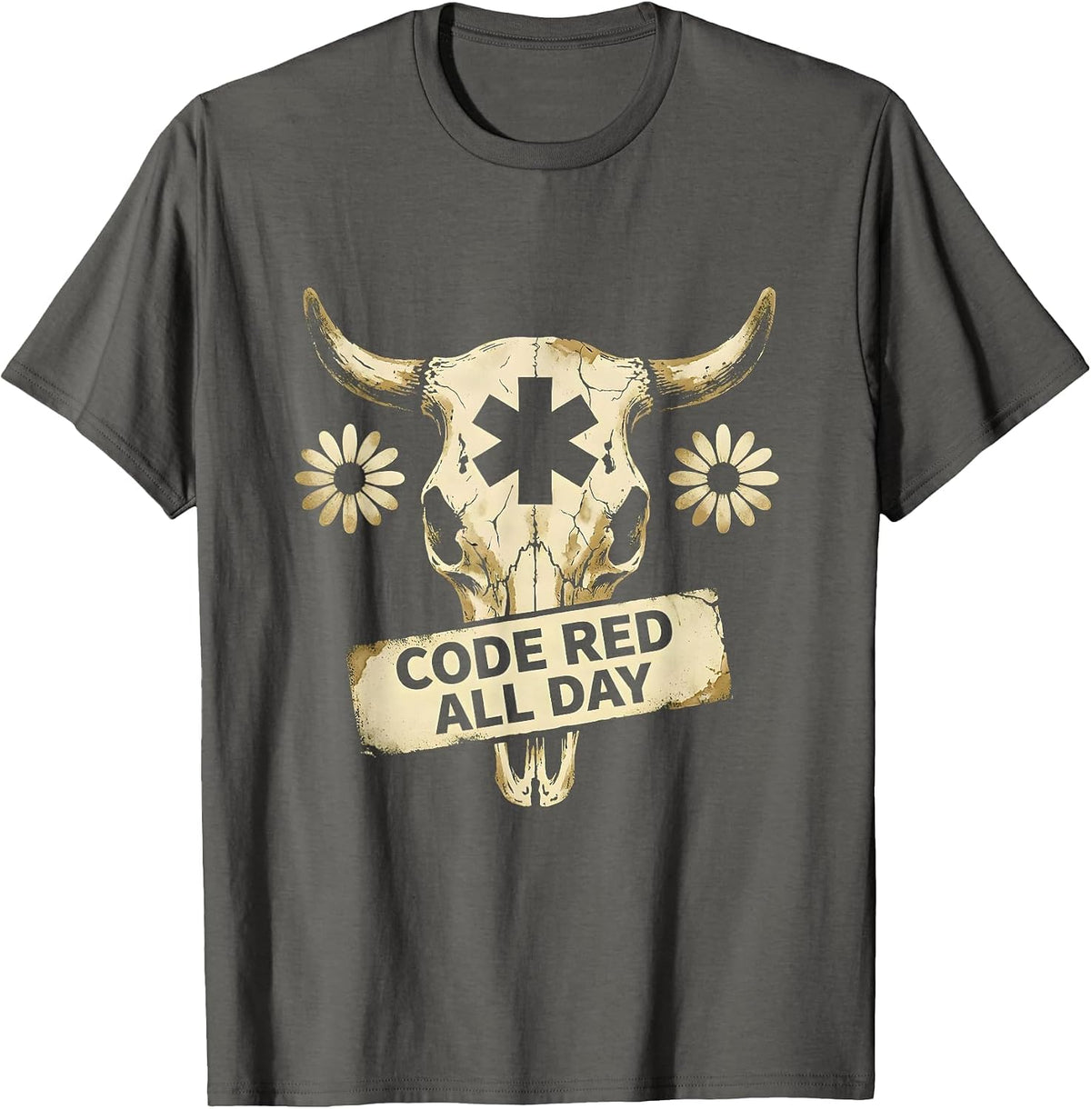 Code Red All Day EMT Graphic Design T-Shirt - Asphalt Grey