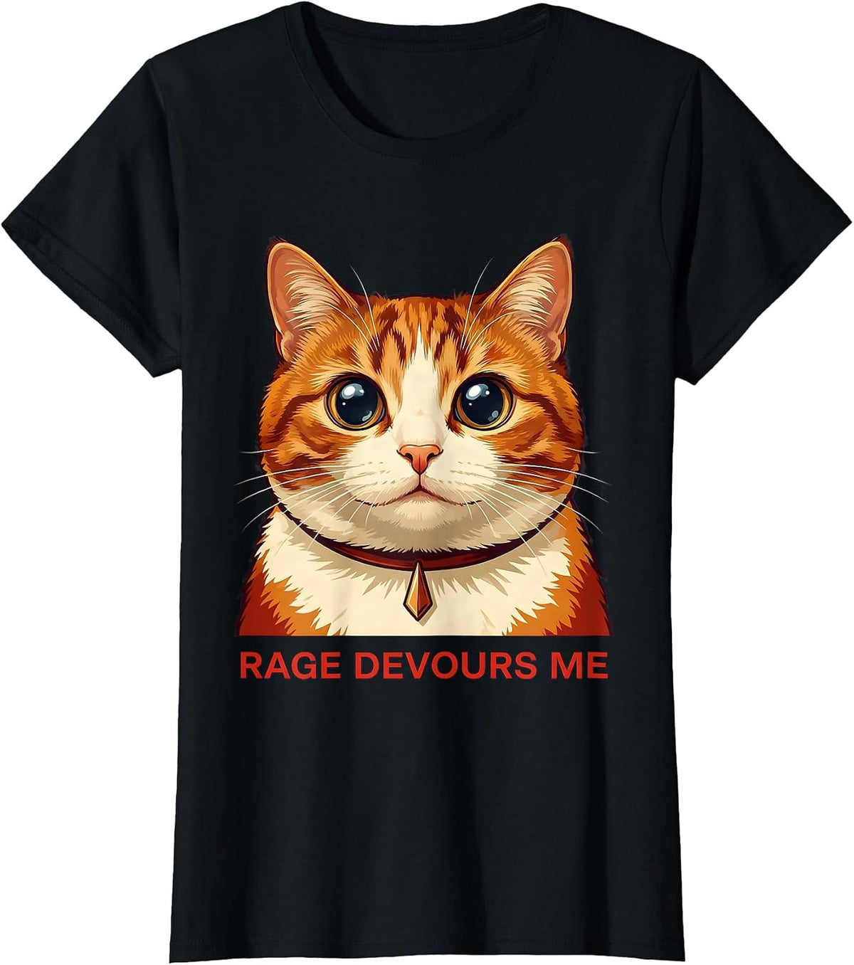 Rage Devours Me Hyper-detailed Cat Portrait Meme Humor T-Shirt - Black