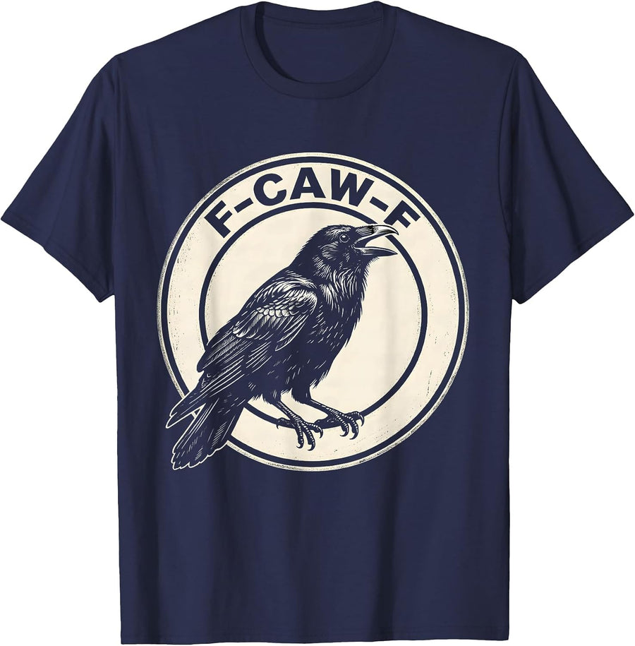 F-CAW-F Funny Crow Gothic Humor Dark Bird Novelty T-Shirt - Navy Blue