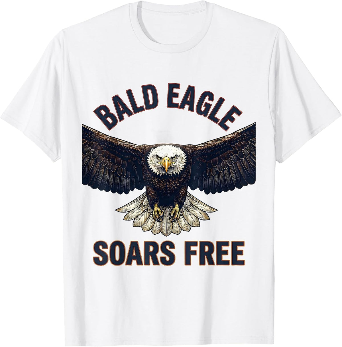 Men's Bald Eagle Soars Free Patriotic Wildlife Emblem Bird Lover T-Shirt - White