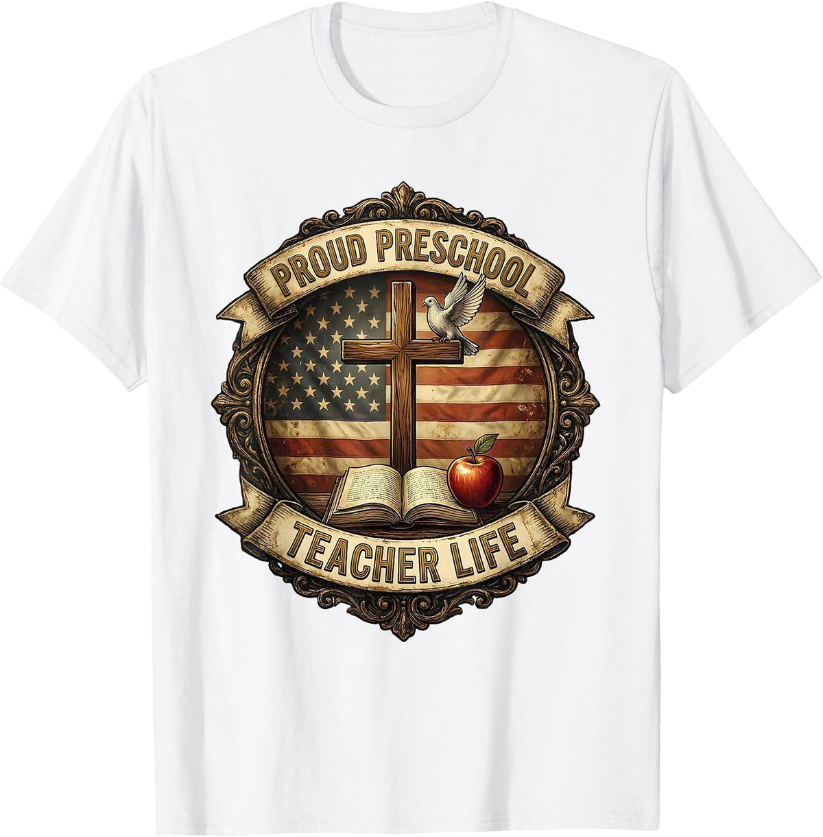 Men's Proud Preschool Teacher Life Educator Design T-Shirt - White