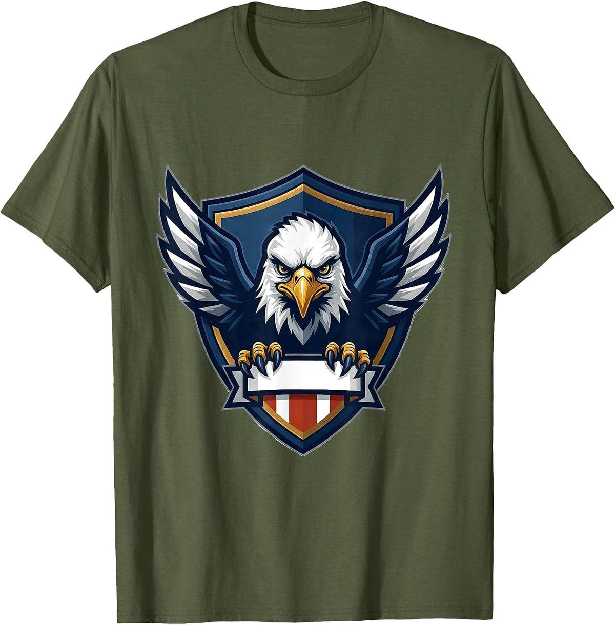 Bald Eagle Mascot Vintage Sports Patriotic Pride T-Shirt - Olive Green