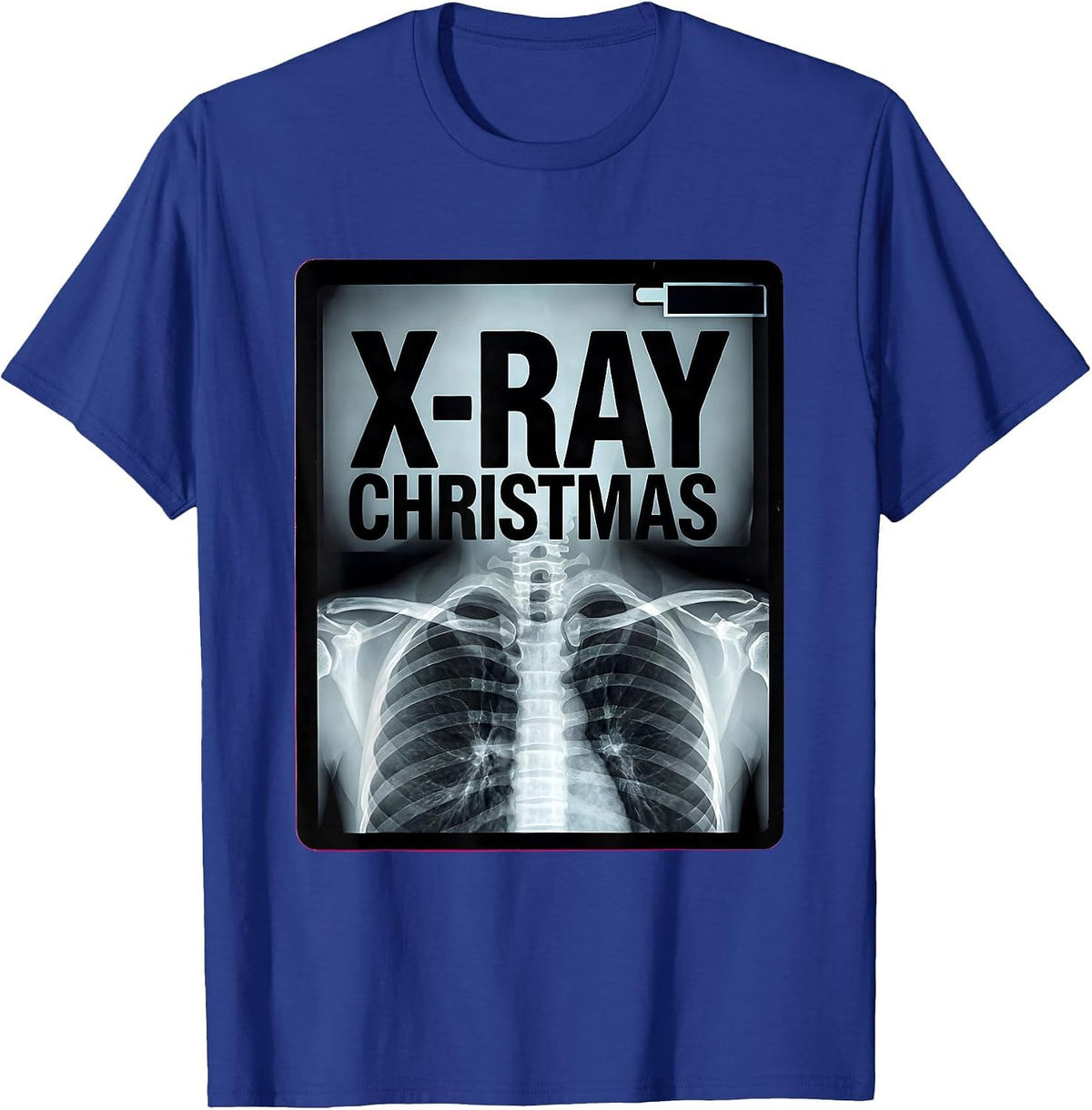 Men's X-Ray Christmas Funny Radiology Tech Skeleton Humor T-Shirt - Royal Blue