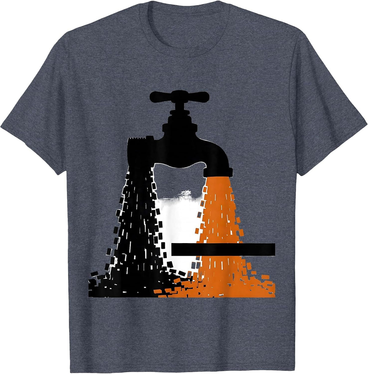 Faucet Pouring Binary Code Digital Art Design T-Shirt - Heather Blue