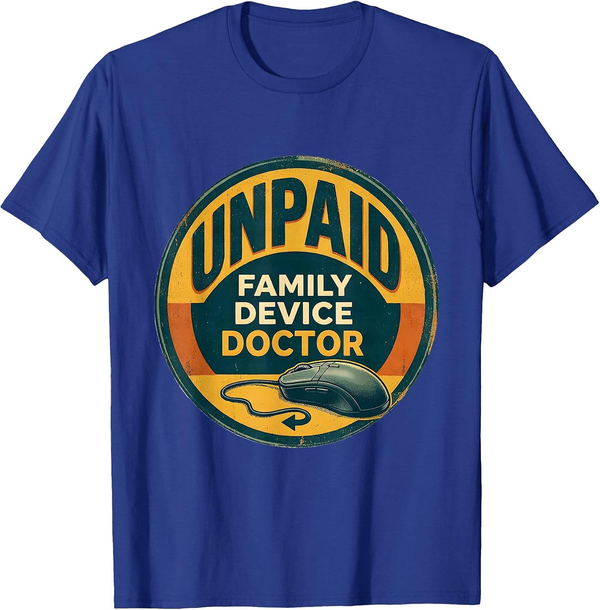 Men's I'm The Family's Unpaid Device Doctor Vintage IT Humor T-Shirt - Royal Blue