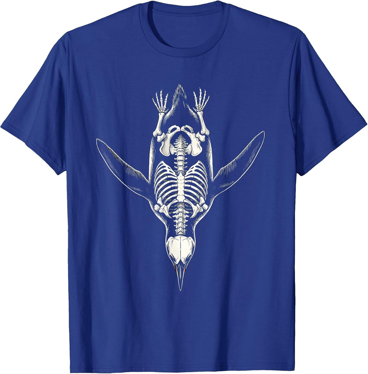 Penguin Skeleton Diving Pose Graphic T-Shirt - Royal Blue