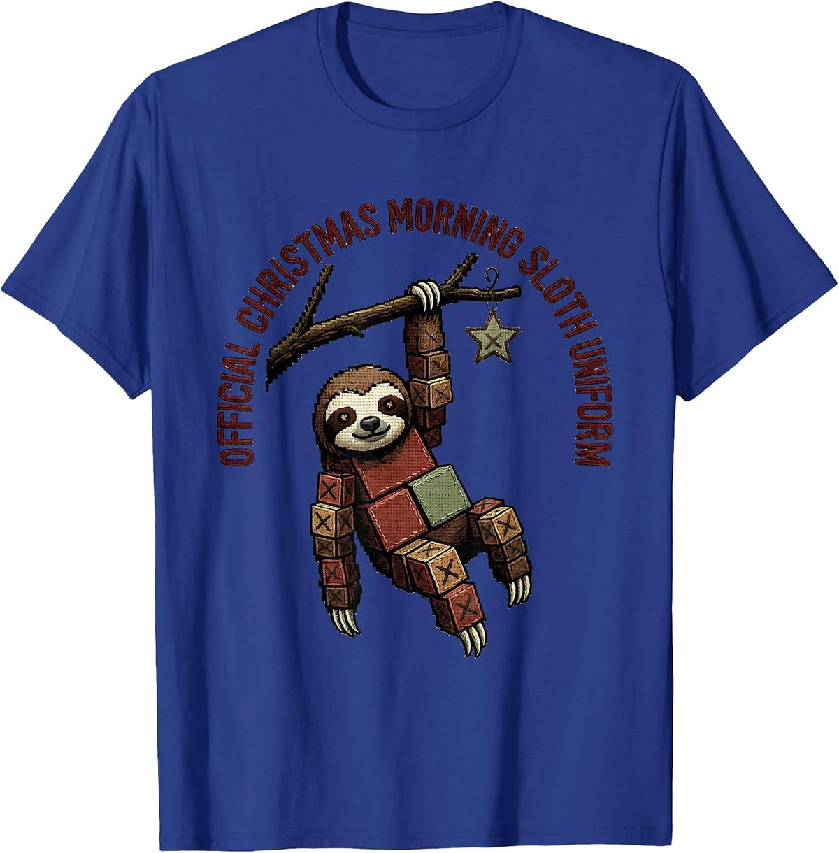 Men's Official Christmas Morning Sloth Uniform Funny Sloth Gift T-Shirt - Royal Blue