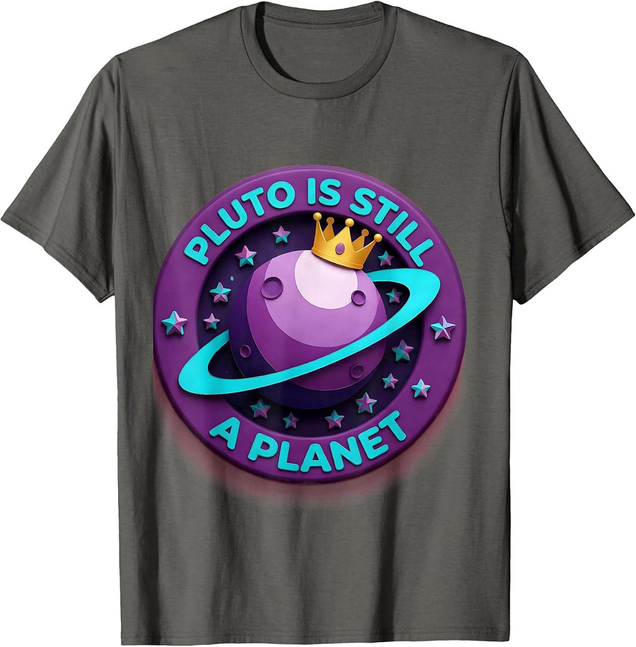 Pluto Is Still A Planet Space Science Design T-Shirt - Asphalt Grey