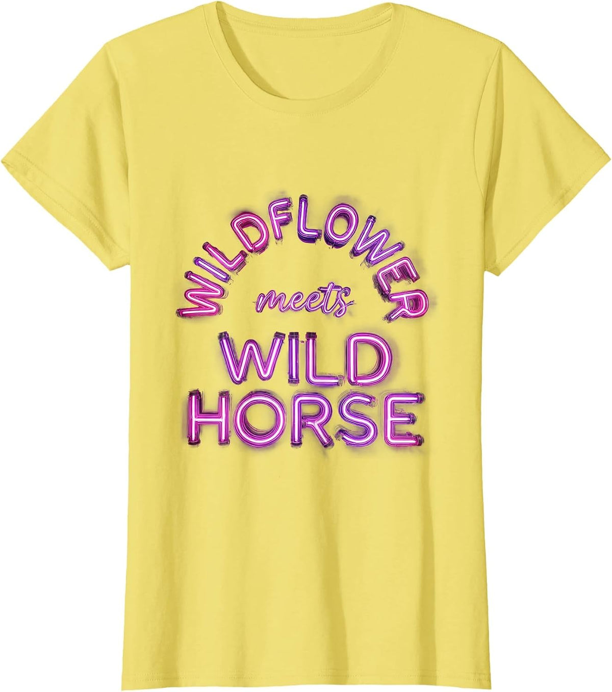 Wildflower Meets Wild Horse Cowgirl Design T-Shirt - Lemon Yellow