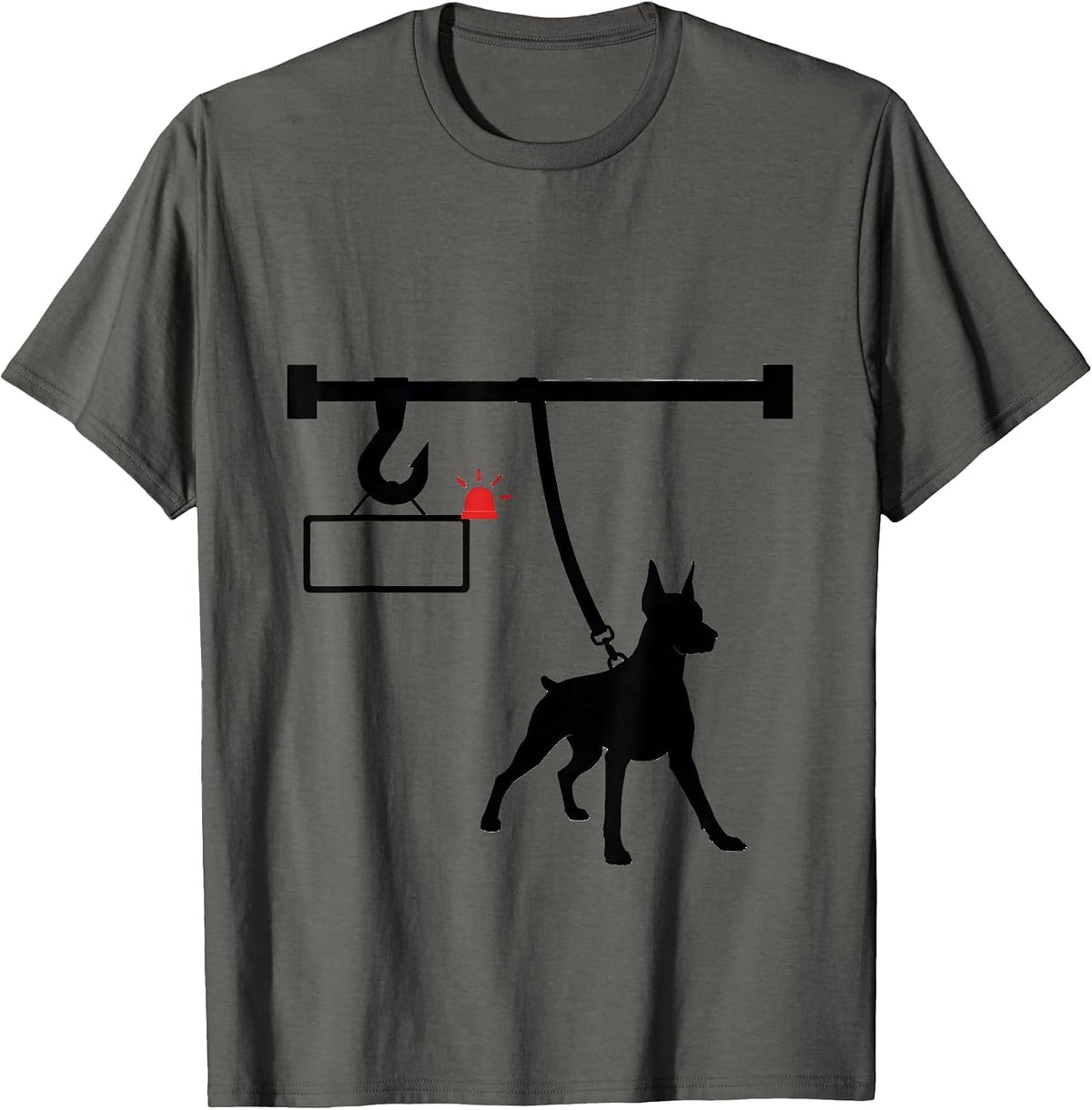 Men's Doberman Hook Rail Funny Dog Lover Gift T-Shirt - Asphalt Grey