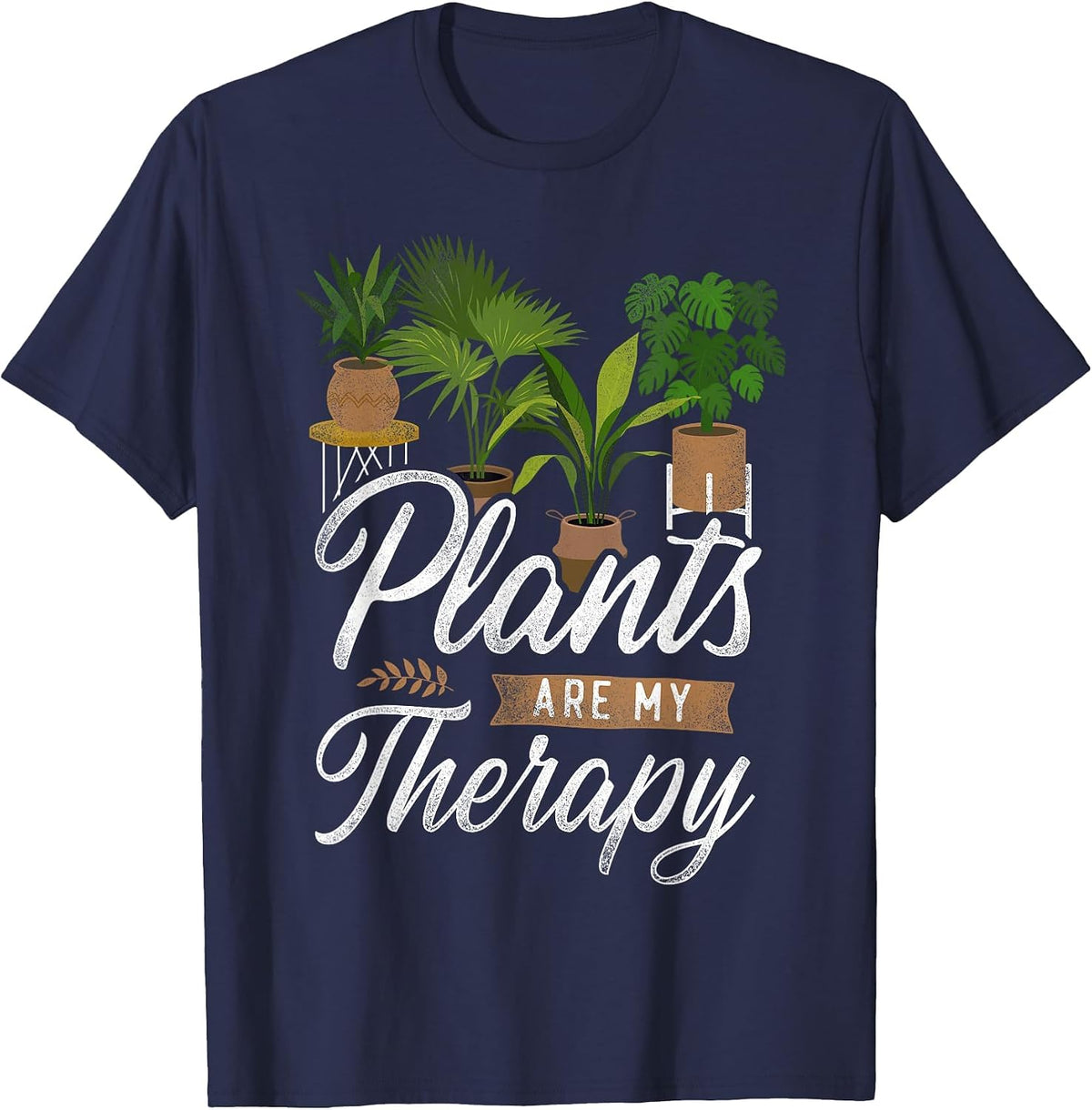 Plant Lover Gardening Plants are My Therapy T-Shirt - Navy Blue