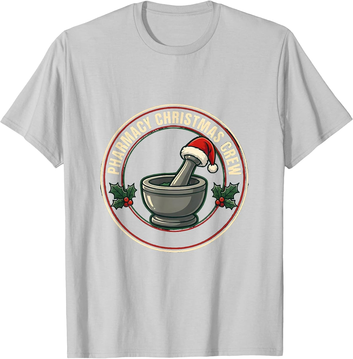 Men's Pharmacy Christmas Crew Funny Pharmacist Tech Holiday Squad T-Shirt - Silver Grey