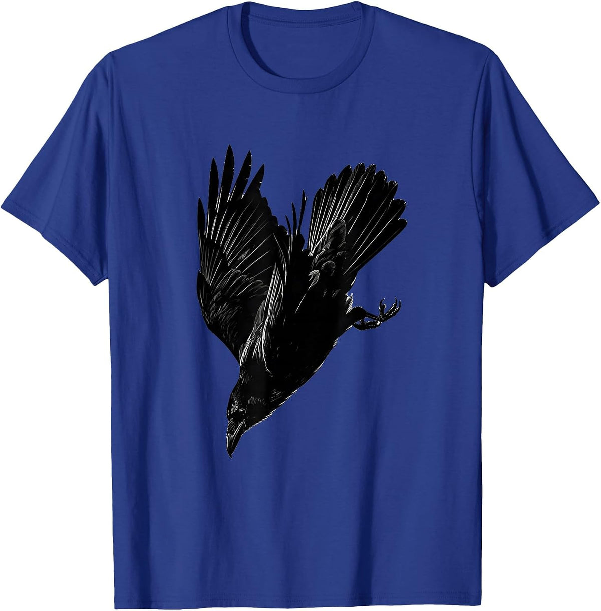 Diving Crow Illustration Nature Wildlife Art T-Shirt - Royal Blue