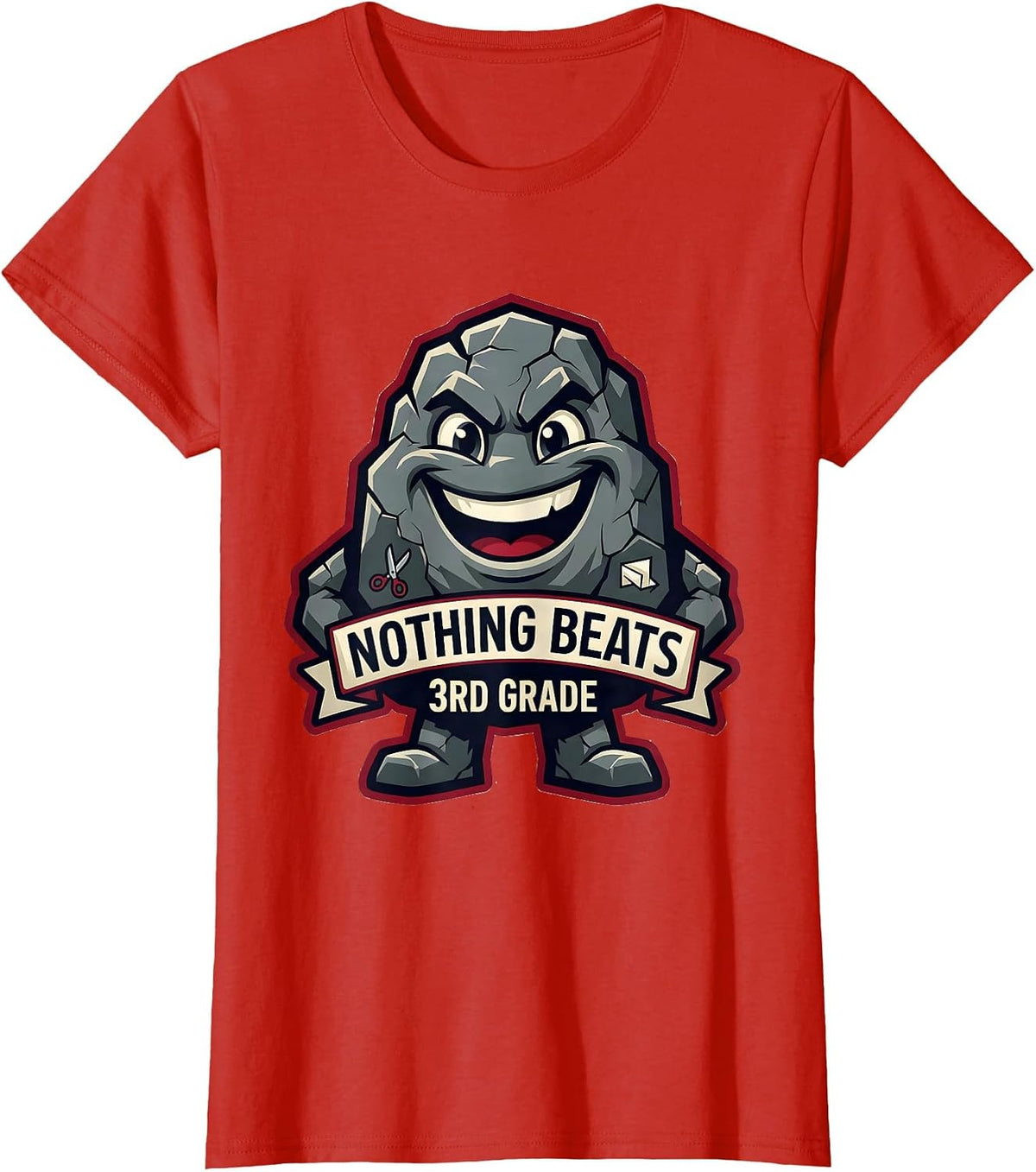 Women's Nothing Beats 3rd Grade Back to School Rock Paper Scissors T-Shirt - Red