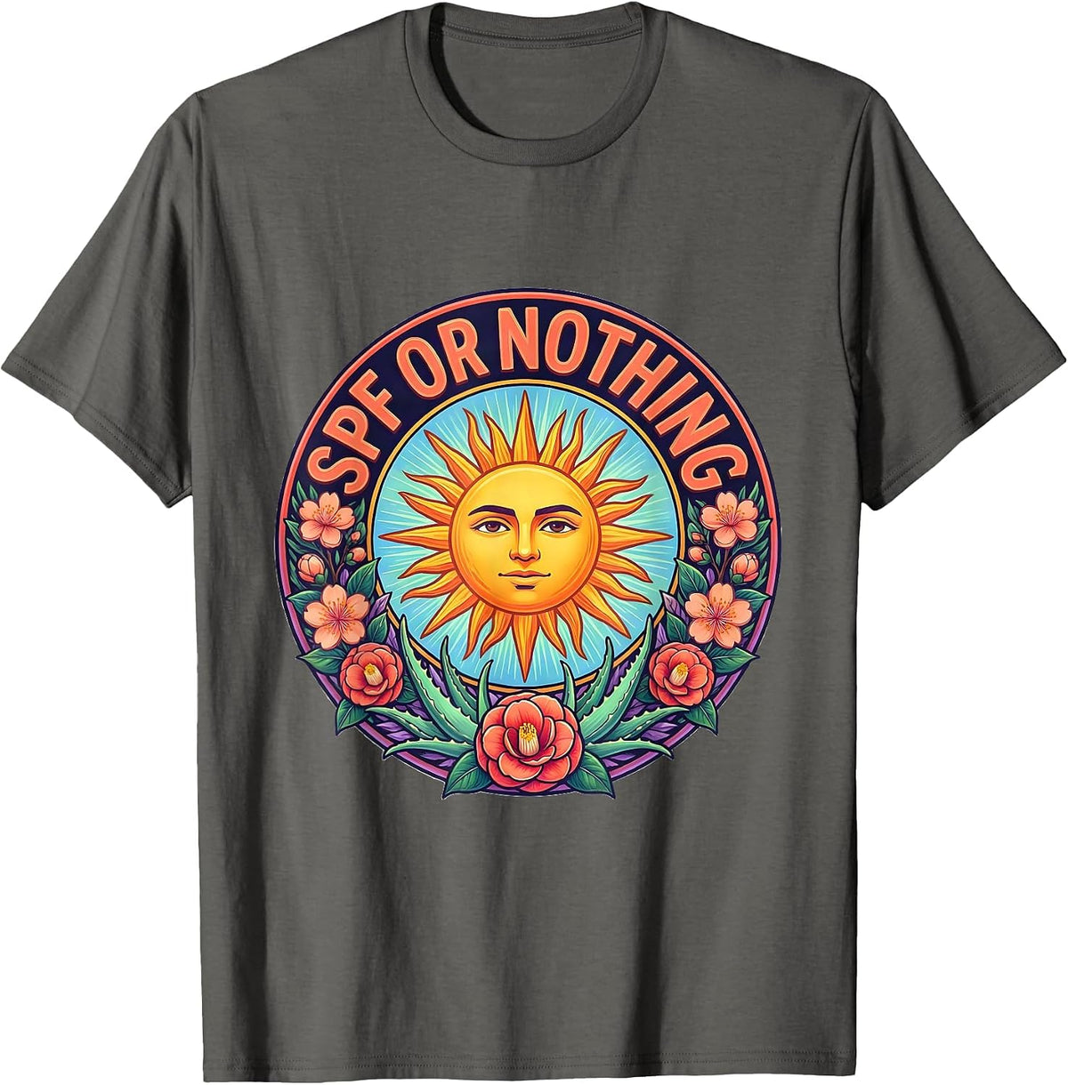 SPF or Nothing K-Beauty Skincare Design T-Shirt - Asphalt Grey
