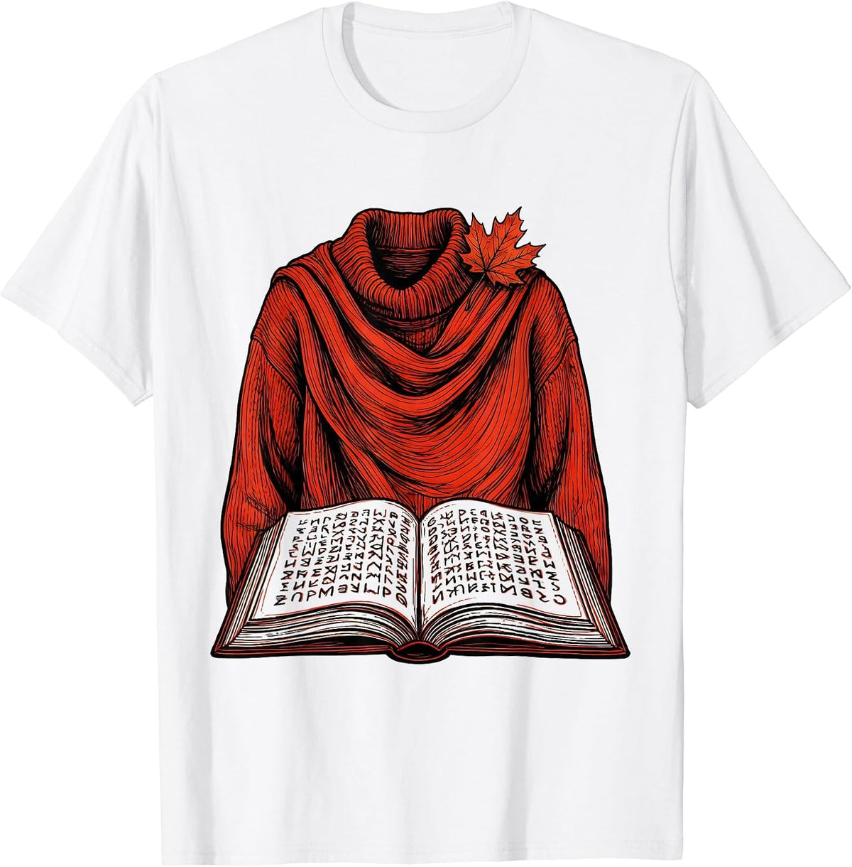 Men's Outlined Red Sweater Dyslexia Awareness Teacher Support T-Shirt - White