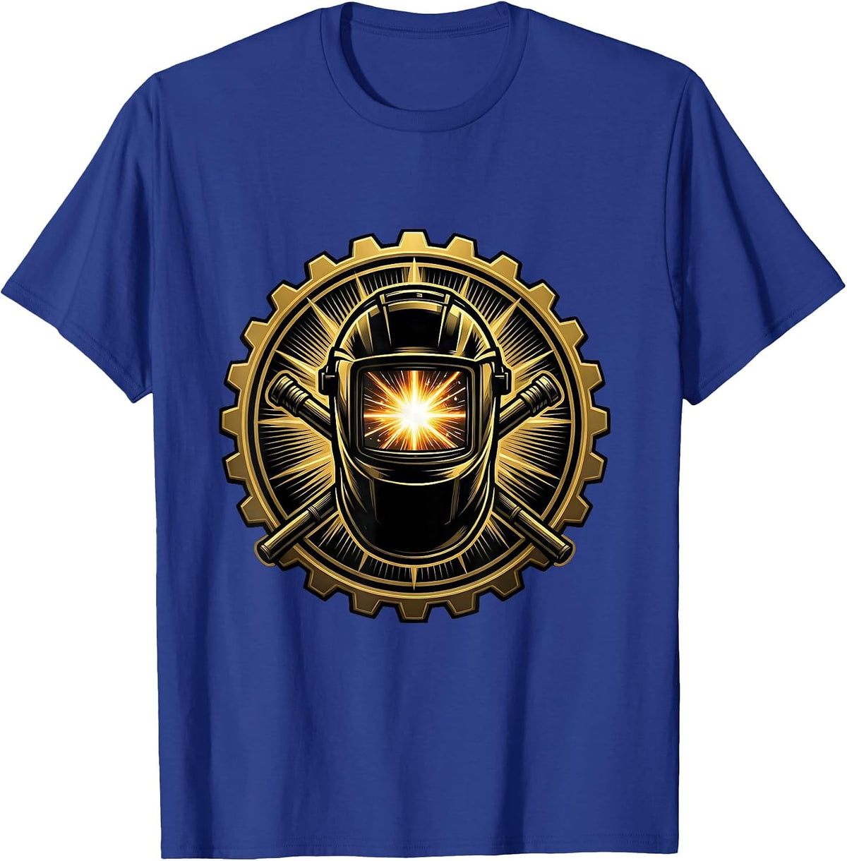 Welder Arc Flash Masked Face Graphic T-Shirt - Royal Blue
