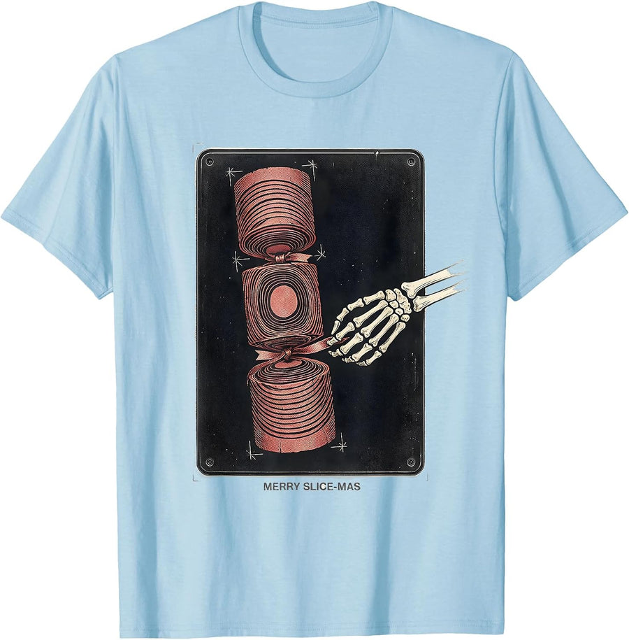 Men's Merry Slice-mas Radiology Tech Christmas CT Scan Humor T-Shirt - Baby Blue