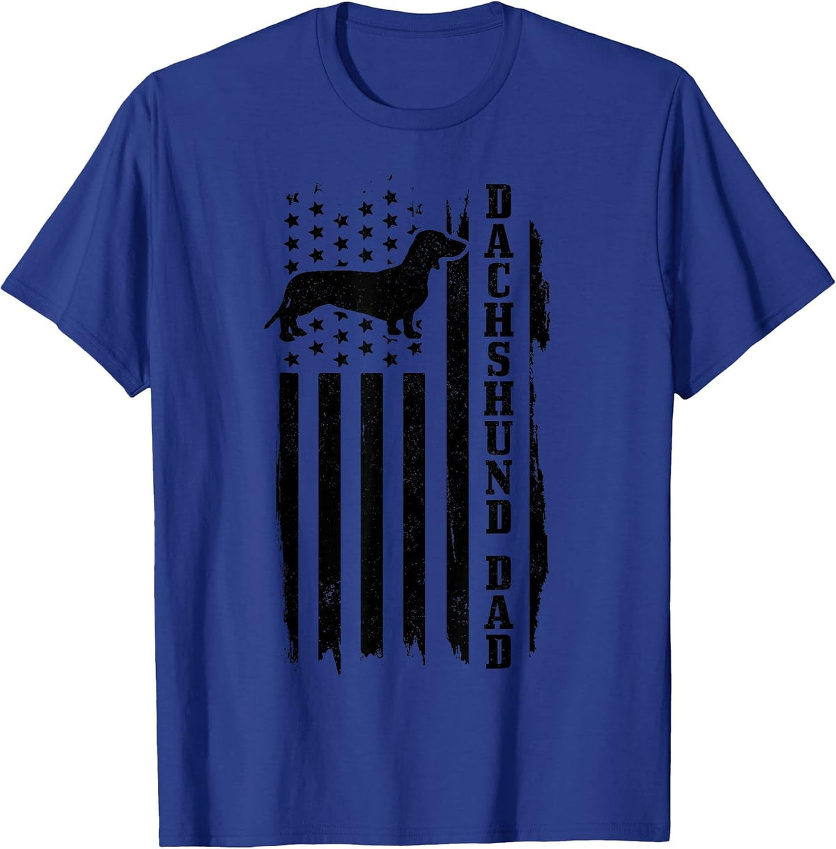 Dachshund Dad Vintage American Flag T-Shirt - Royal Blue