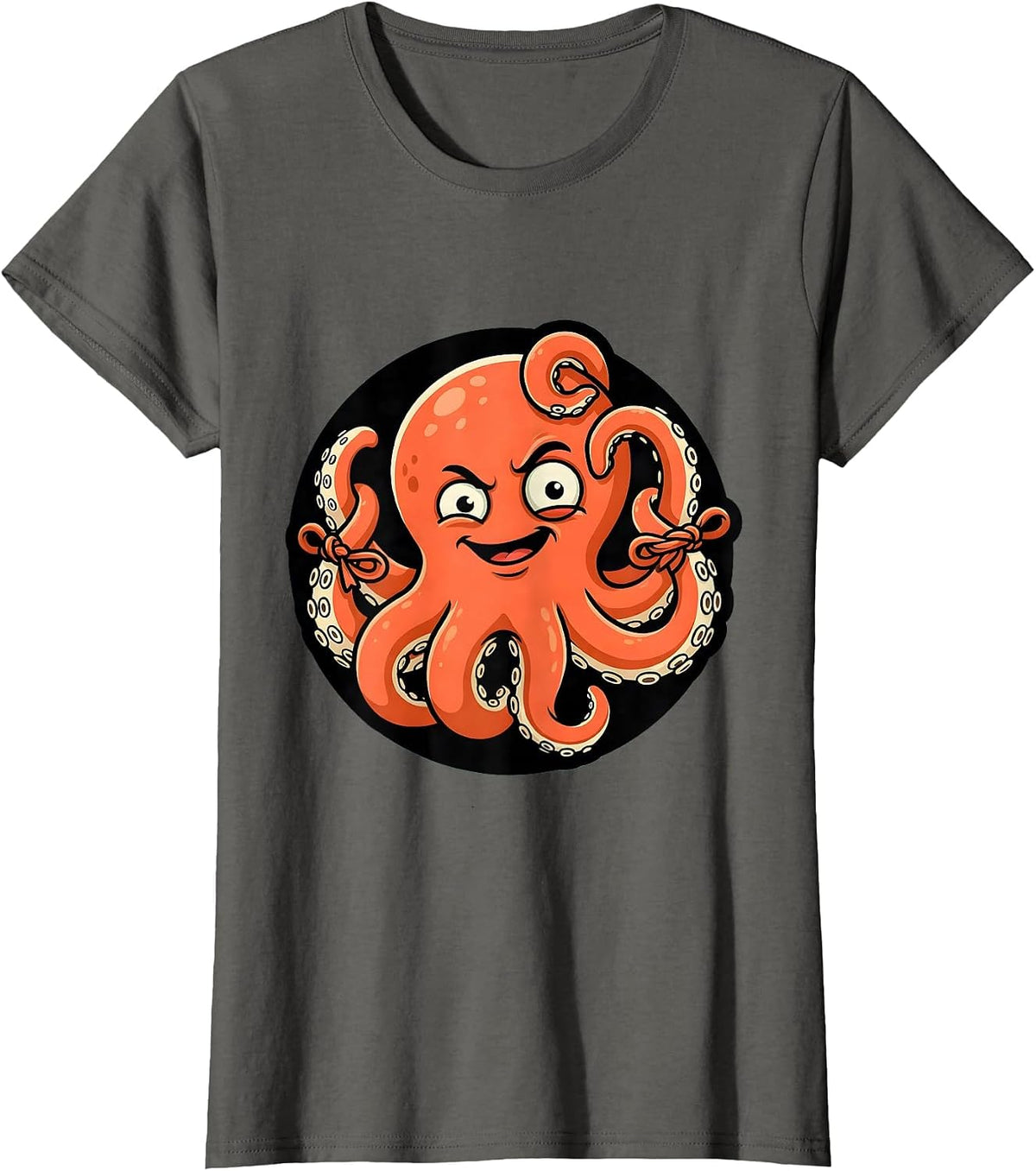 Women's Derpy Octopus Tangled in Its Own Tentacles T-Shirt - Asphalt Grey
