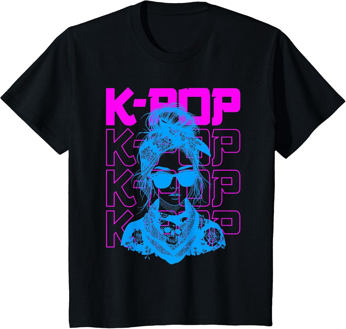 K-Pop Fan Girl - Vintage Korean K-Pop Music Lover T-Shirt - Black