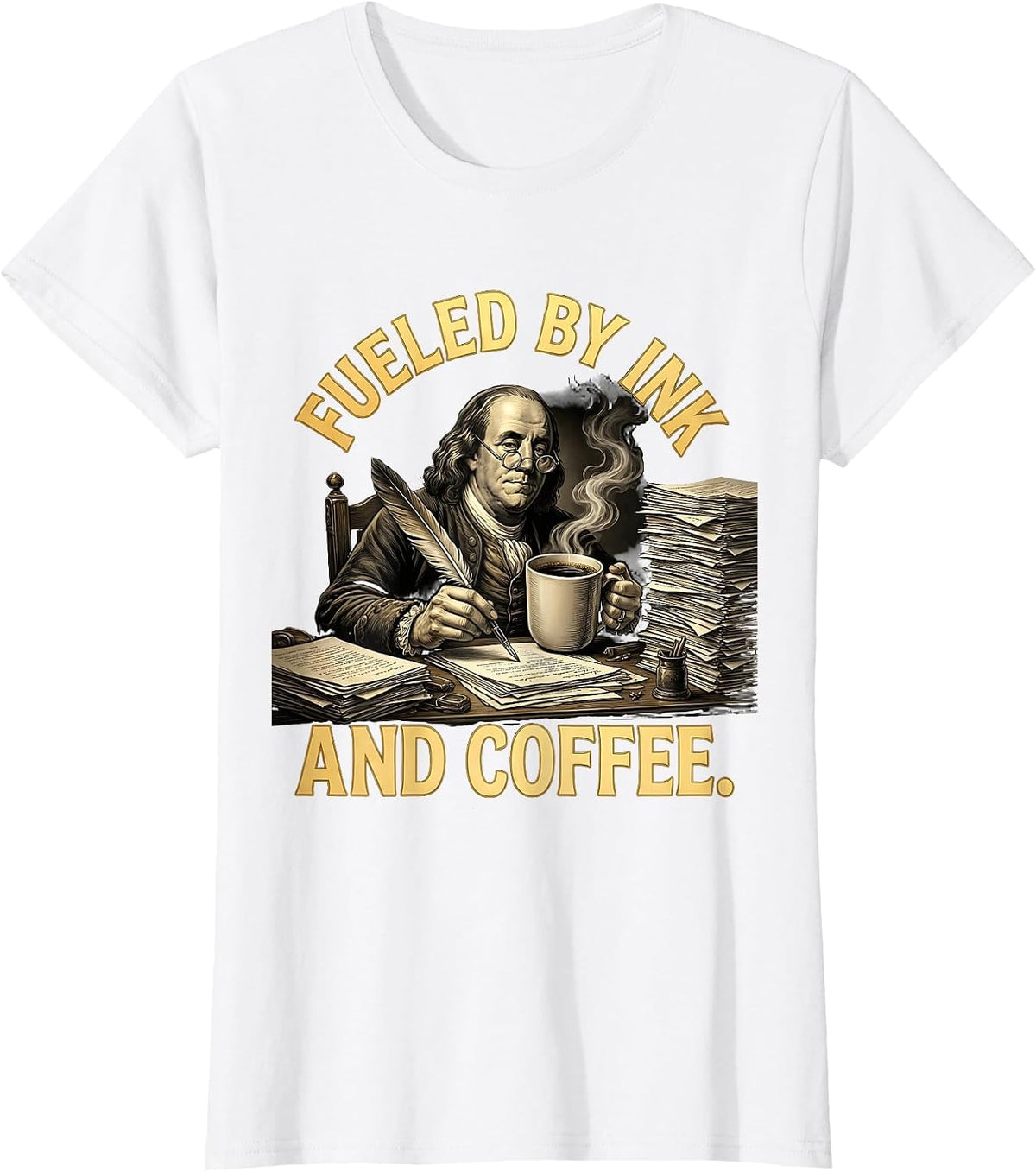 Fueled by Ink and Coffee English Teacher Design T-Shirt - White