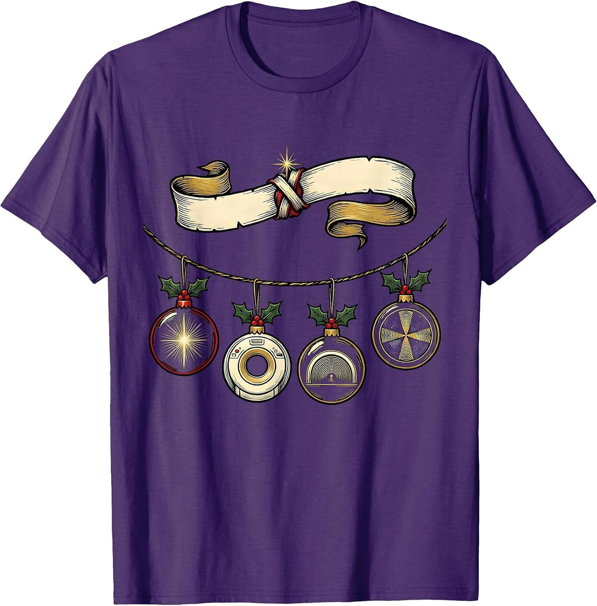 Radiology Ornaments Christmas Garlands Xray Tech Humor T-Shirt - Purple