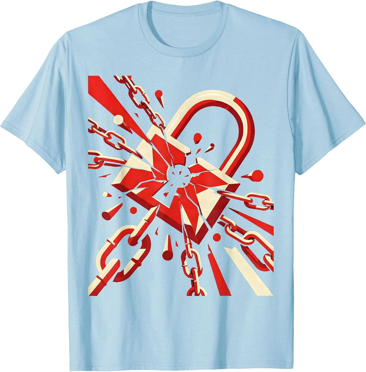 Men's Broken Padlock Rusted Chain Freedom Graphic T-Shirt - Baby Blue