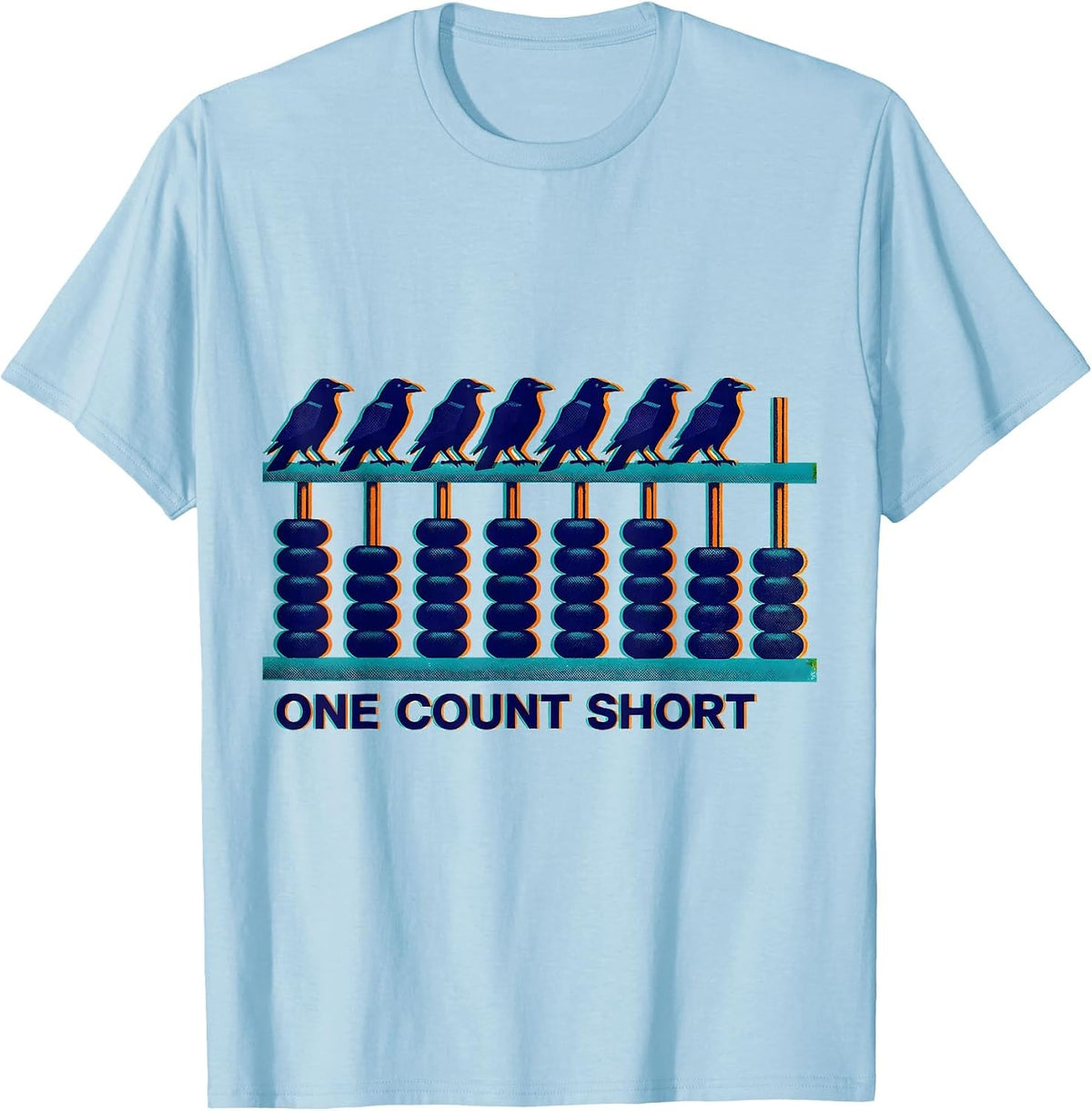 Men's Murder, One Count Short Risograph Crow Pun Bird Lover Humor T-Shirt - Baby Blue