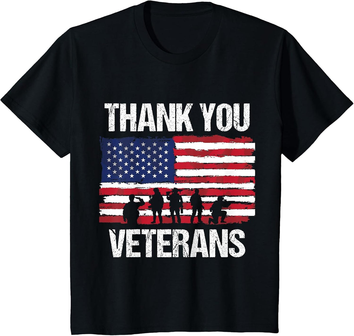 Thank You! Veterans Day & Memorial Day Partiotic Military T-Shirt - Black